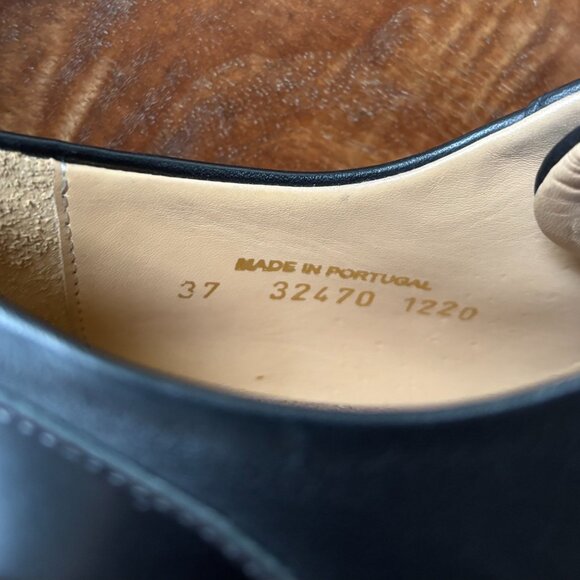 The Office of Angela Scott Mr. Evans Black Leather Wingtip Oxfords 37 - Picture 5 of 7